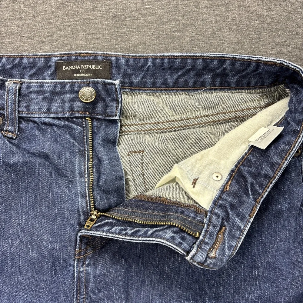 Banana Republic Jeans Mens 32x29 Slim Straight Dark Wash Blue Denim Streetwear